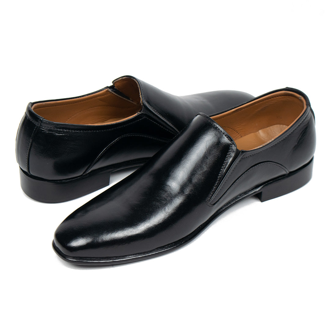Black Wholecut Slip On Shoe – Premium Leather T Shape