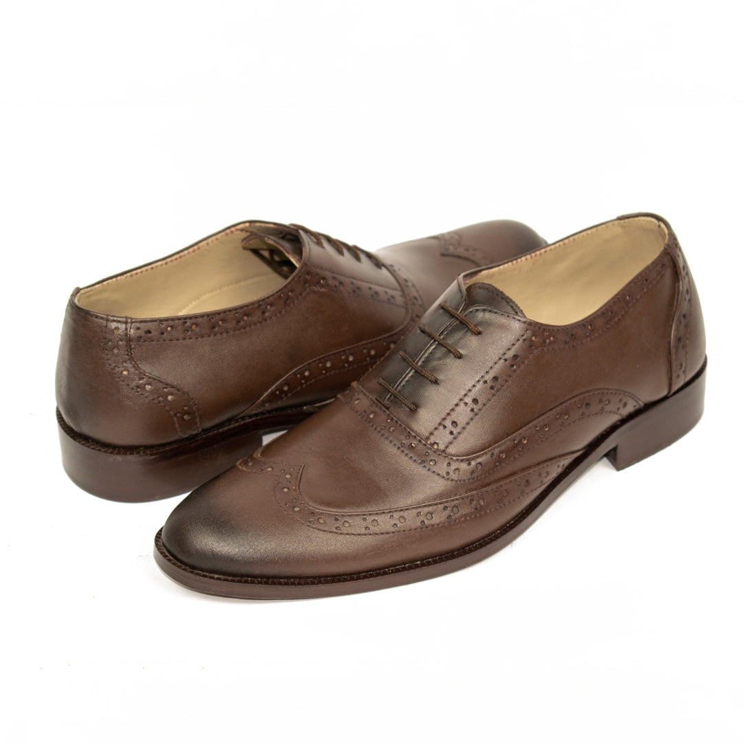 Brown Wingtip Brogue Oxfords – Premium Leather