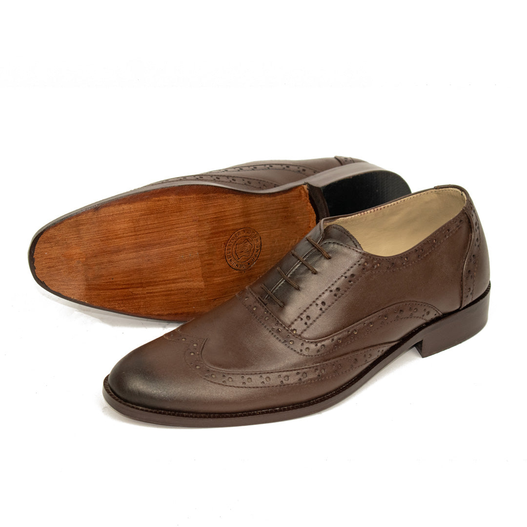 Brown Wingtip Brogue Oxfords – Premium Leather