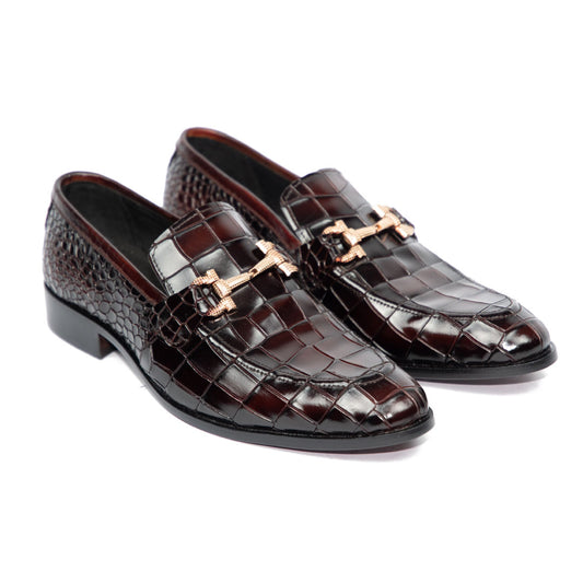 Jasper – Dark Burgundy Crocodile Loafer