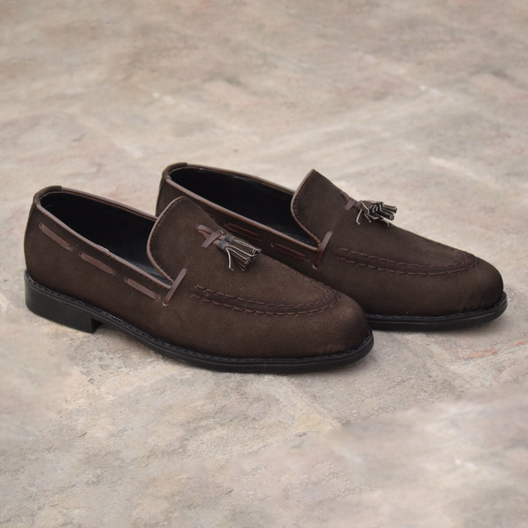 Brown Suede Tassel Loafers - Rubber Sole