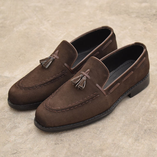 Brown Suede Tassel Loafers - Rubber Sole