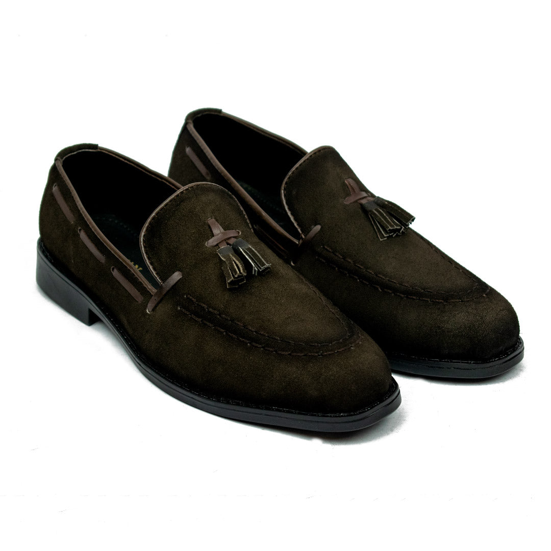 Brown Suede Tassel Loafers - Rubber Sole