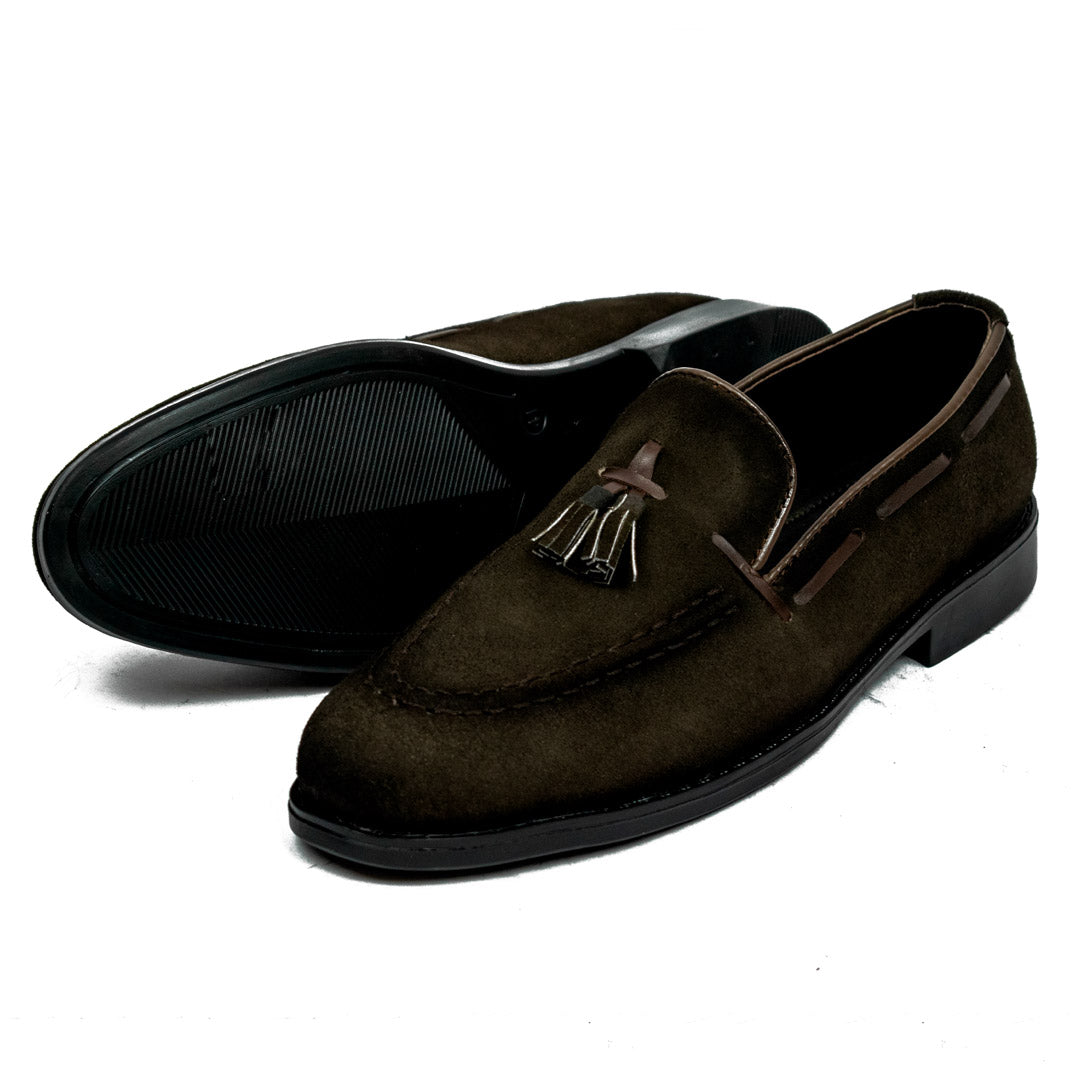 Brown Suede Tassel Loafers - Rubber Sole