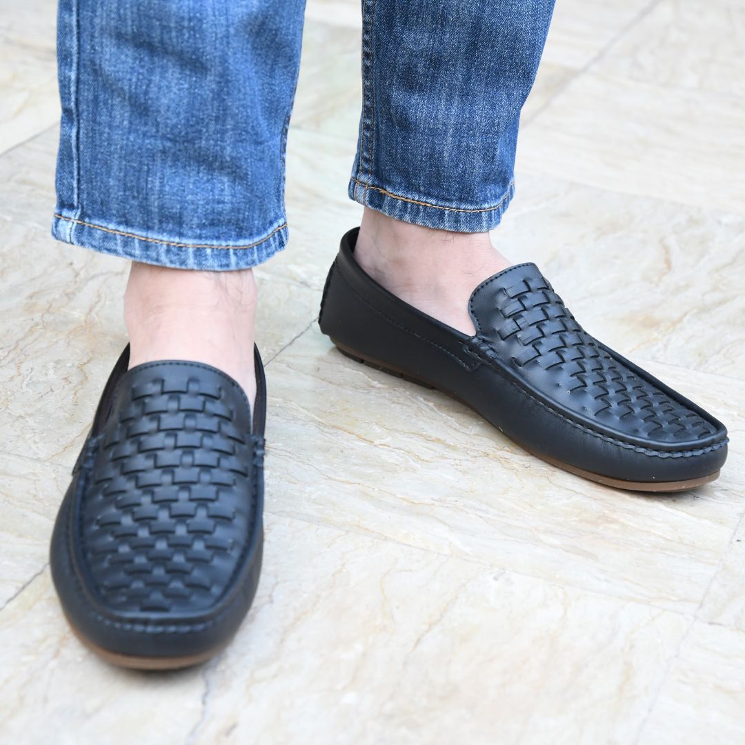 Black Knitted Moccasin – Synthetic Leather – ST100