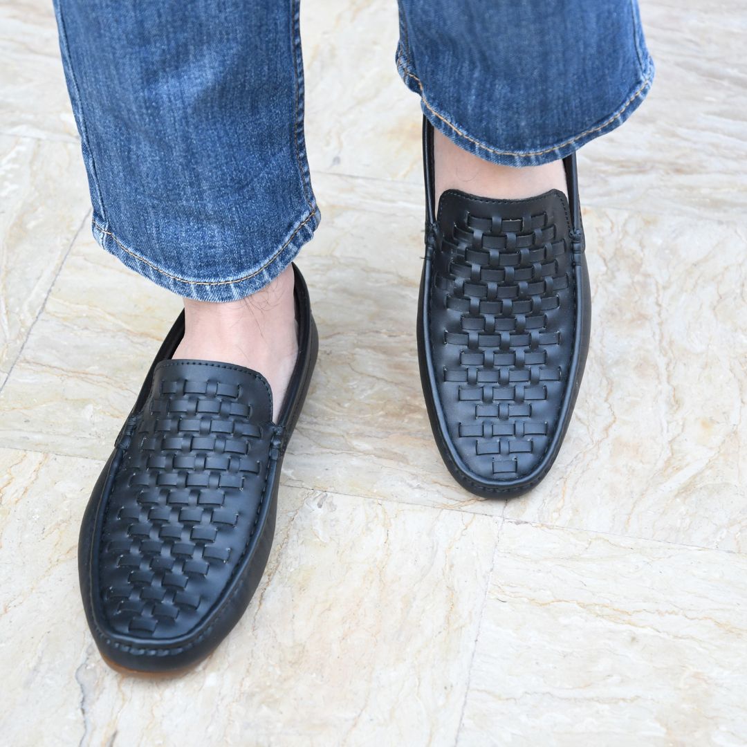 Black Knitted Moccasin – Synthetic Leather – ST100