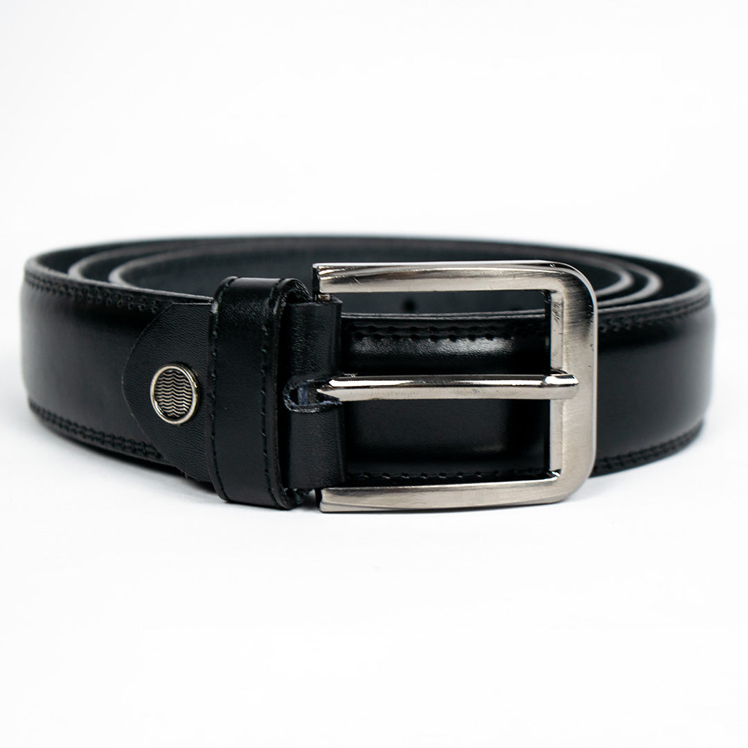 Black Leather Belt – Double Stitched