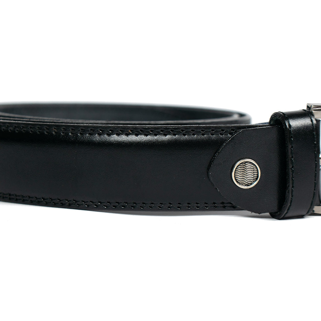 Black Leather Belt – Double Stitched