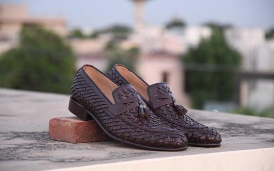 Brown Knitted Tassel Loafer – Premium Leather Shoes – WM1005