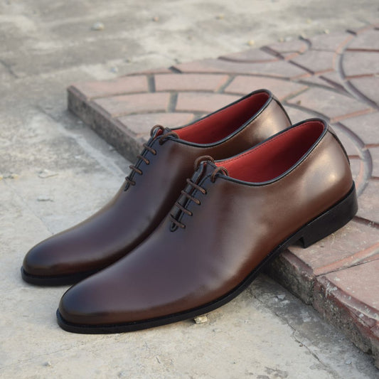 Brown Wholecut Shoes – Round Toe Premium Leather – WM200