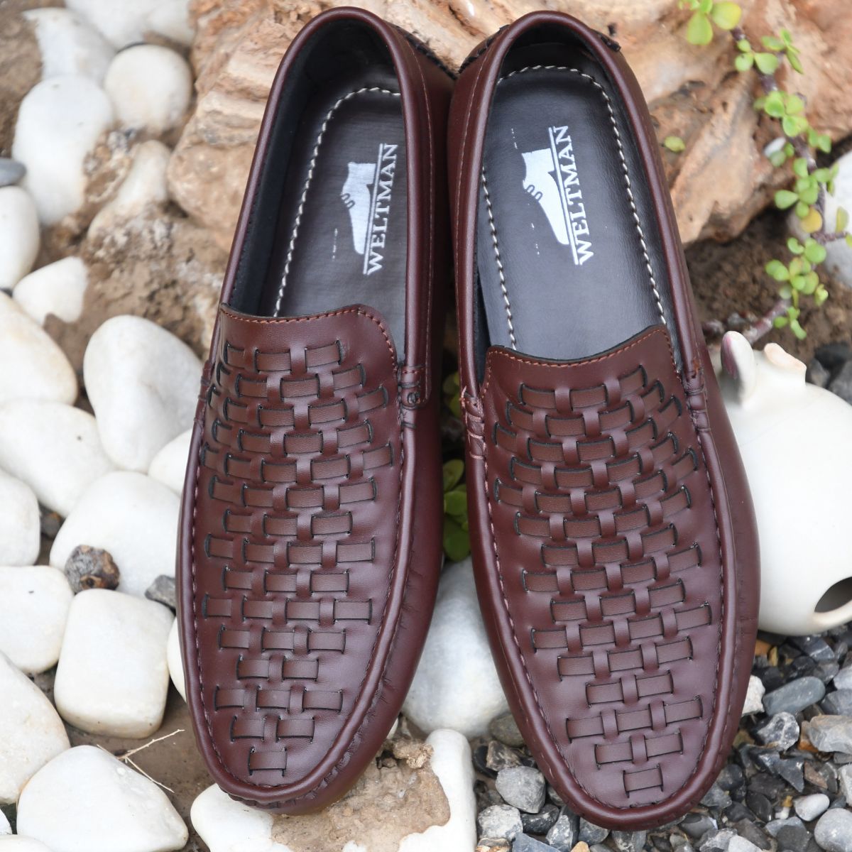 Brown Knitted Moccasin – Synthetic Leather – ST101