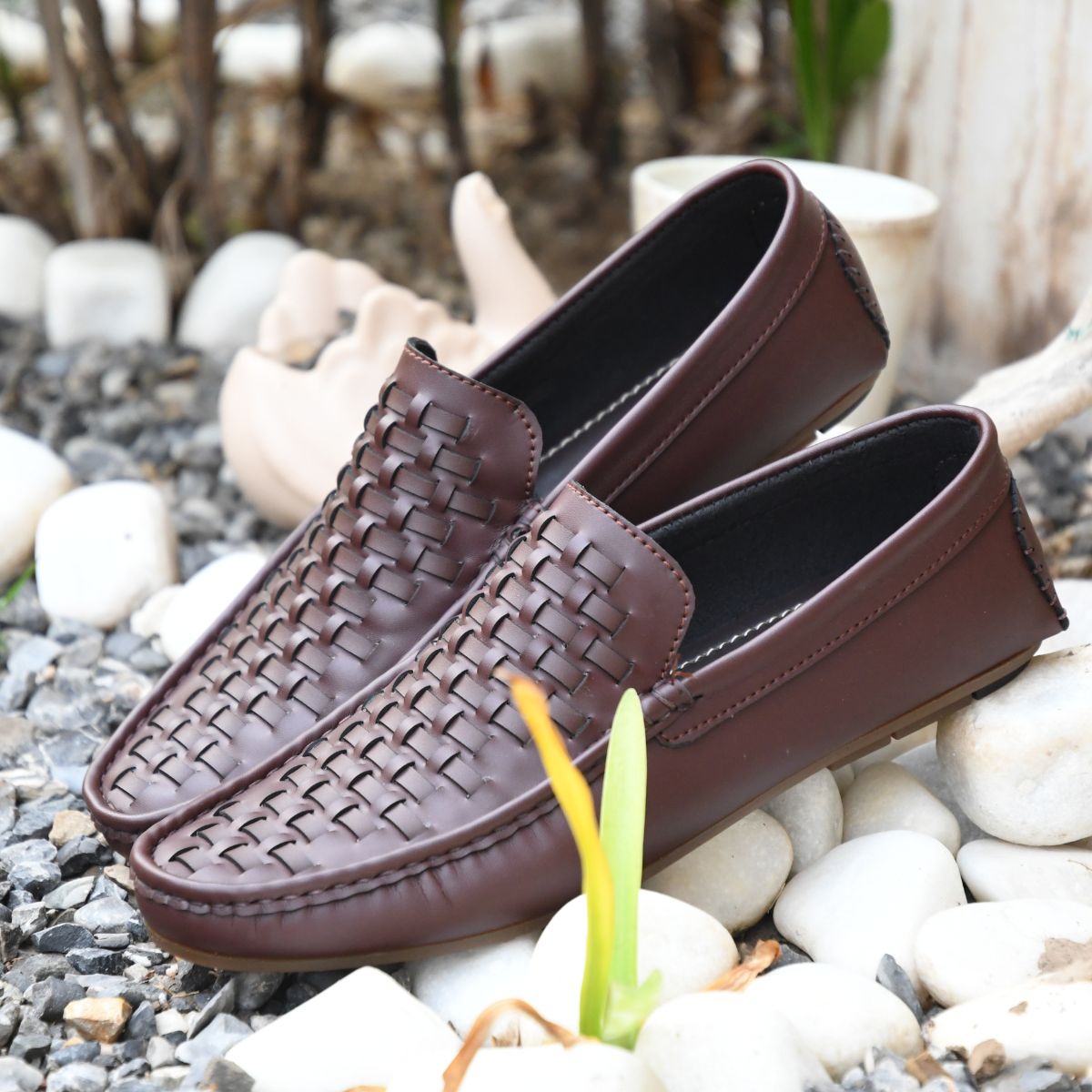 Brown Knitted Moccasin – Synthetic Leather – ST101