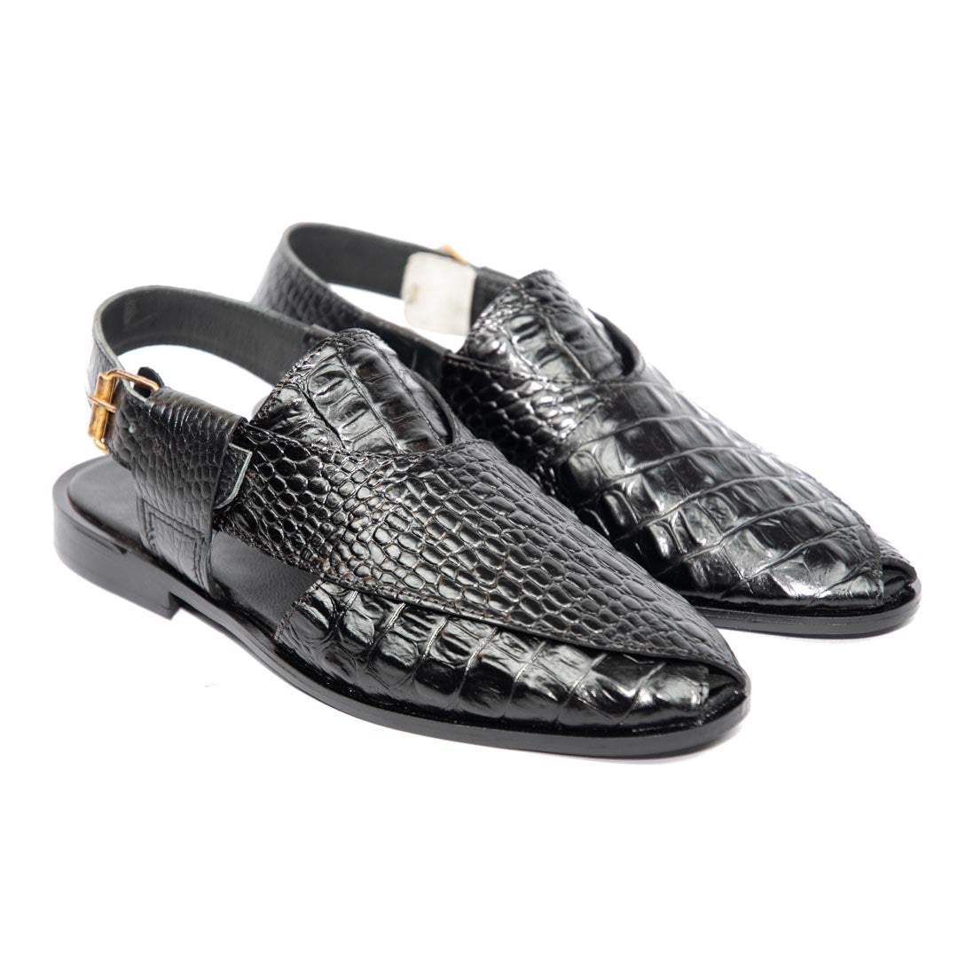 Black Alligator Peshawari - Leather Sole