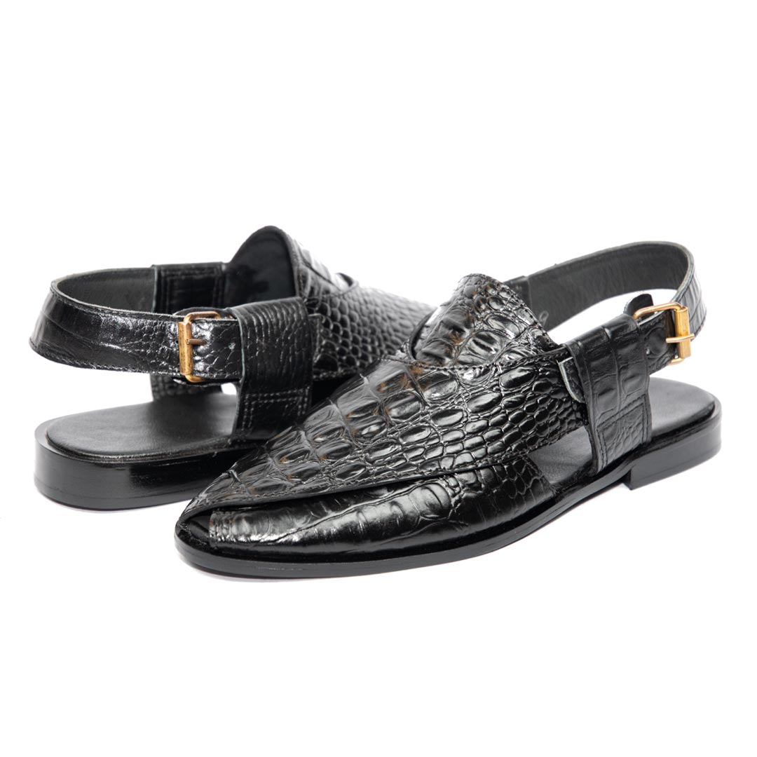 Black Alligator Peshawari - Leather Sole