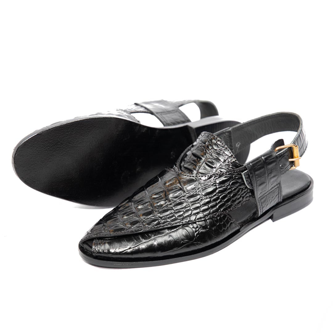 Black Alligator Peshawari - Leather Sole