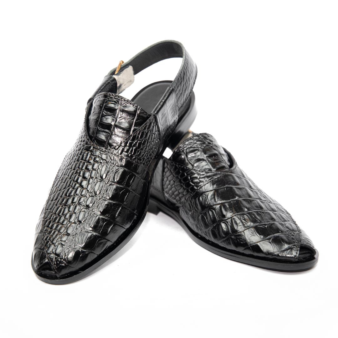 Black Alligator Peshawari - Leather Sole