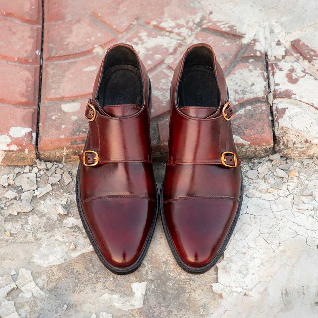 Double Monk Straps - Burgundy Two Tone