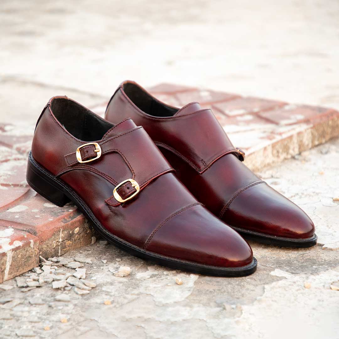 Double Monk Straps - Burgundy Two Tone