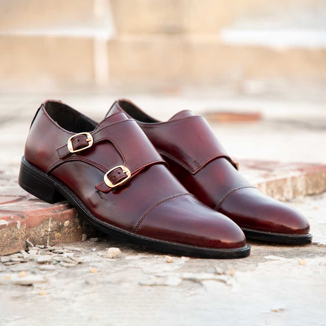 Double Monk Straps - Burgundy Two Tone