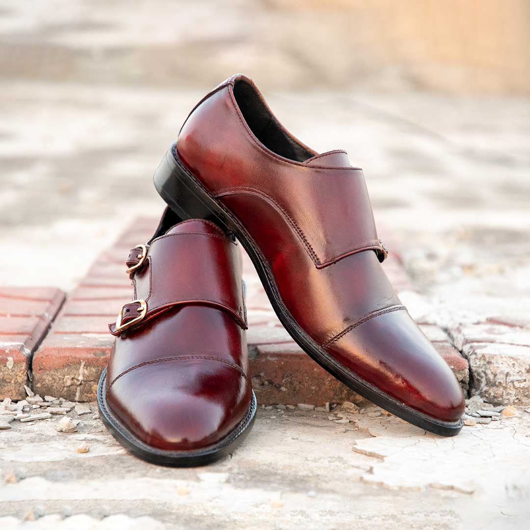 Double Monk Straps - Burgundy Two Tone